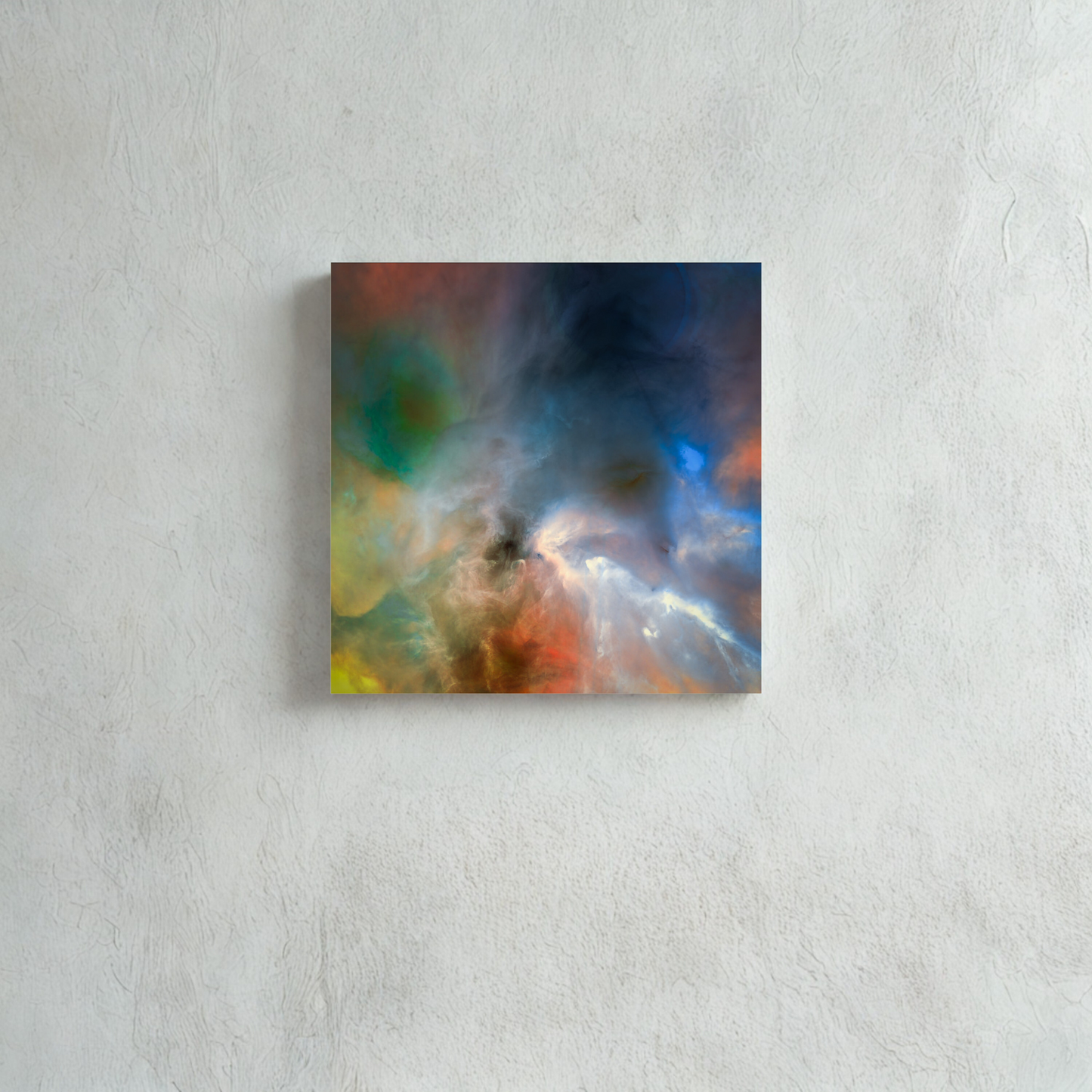 Colorful abstract painting on a textured wall