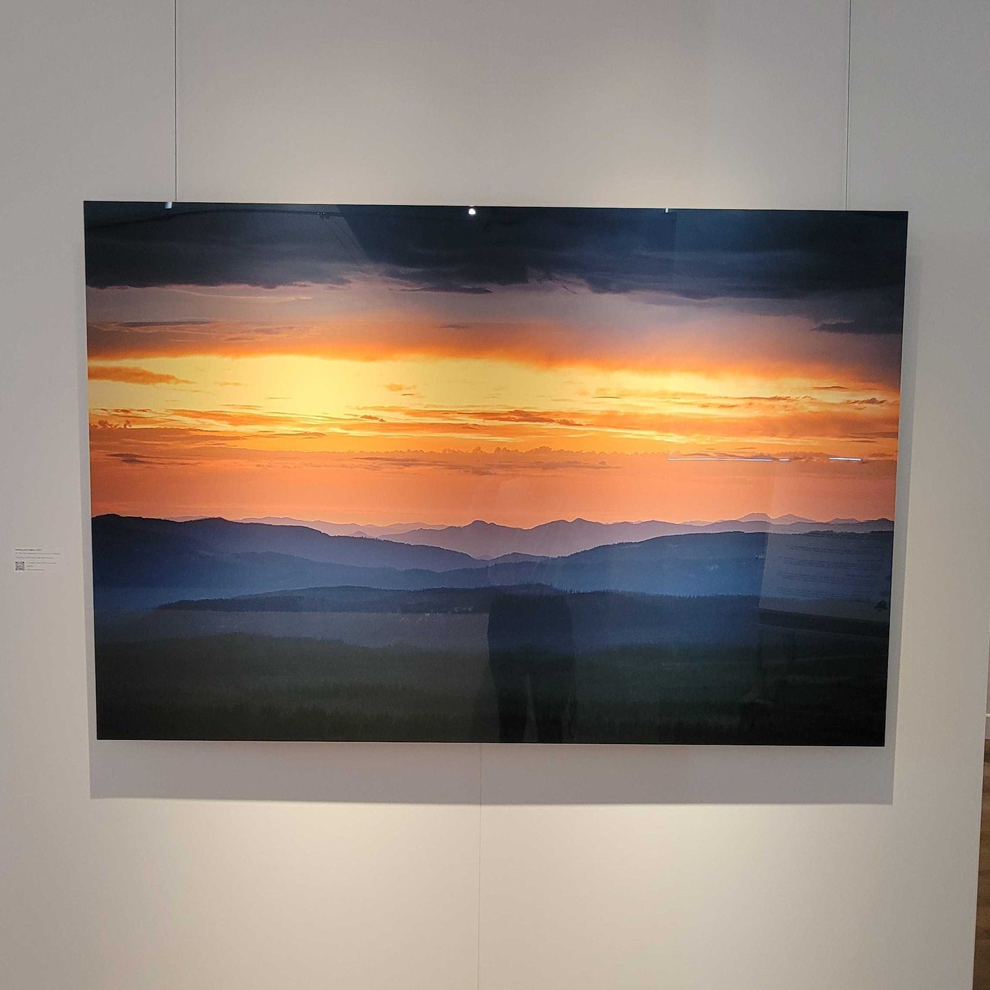 A photograph of the metal print titled "Melting Into Saffron" 60x40 inches n display in Slice of Light Gallery.