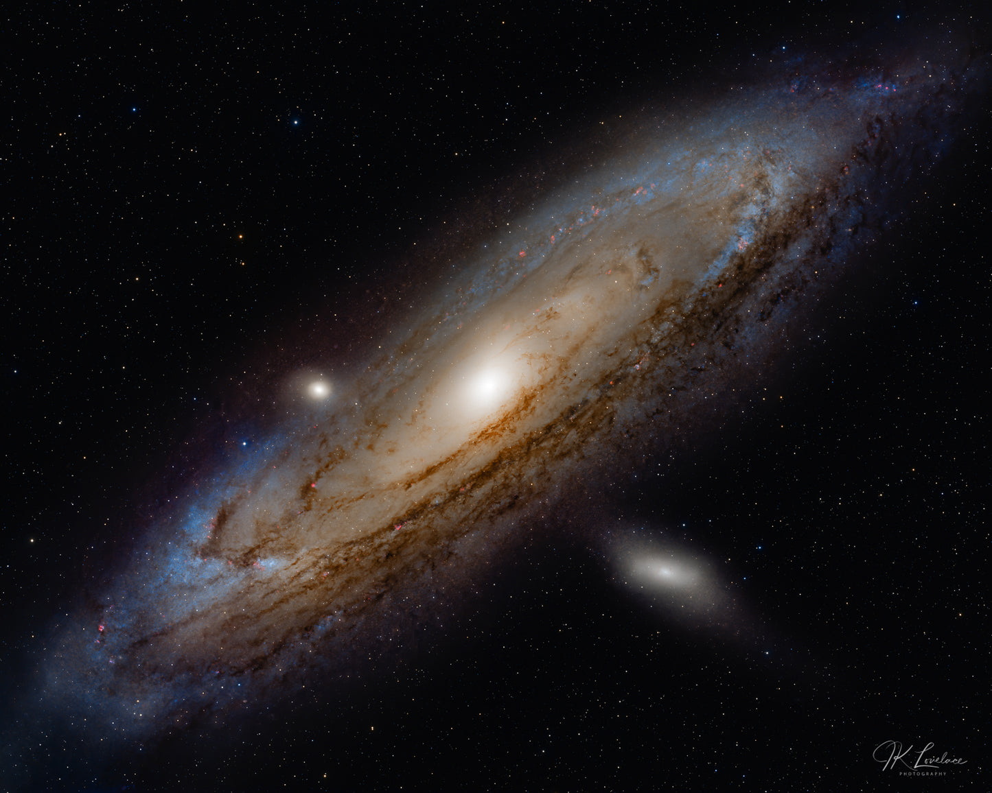 A jpg of the deep sky photograph titled "One Trillion Stars" shot by astrophotographer J K Lovelace featuring the Andromeda Galaxy