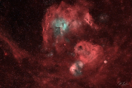 A jpg of the rare deep sky photograph titled "Seadog Nebula" shot by astrophotographer J K Lovelace featuring the nebulae Sivan 5 and Sivan 6 in the constellation Monoceros