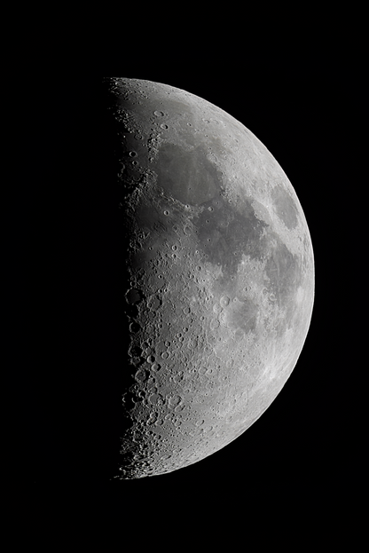 A png of the photograph titled "1st Quarter Moon" shot by astrophotographer J K Lovelace.