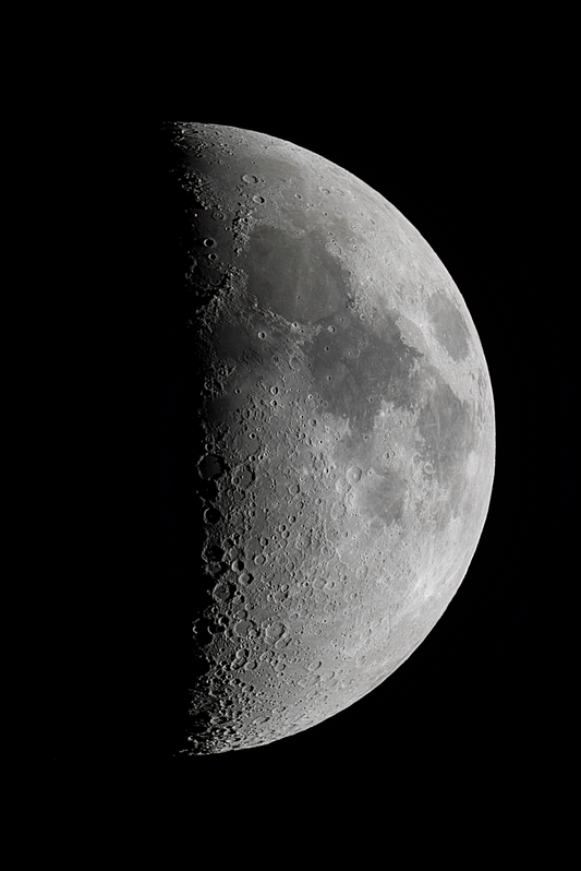 A png of the photograph titled "1st Quarter Moon" shot by astrophotographer J K Lovelace.
