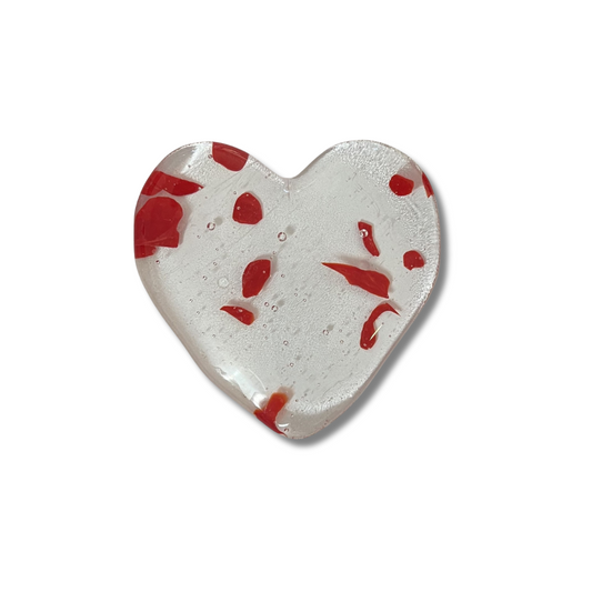 Glass Heart - Red Confetti