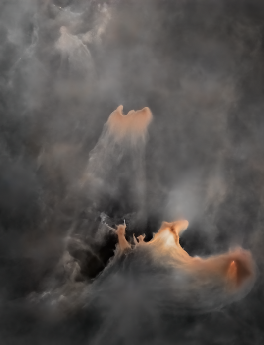 A png of the deep sky photograph titled "Andromeda Beseeches Perseus" shot by astrophotographer J K Lovelace featuring a starless vdb141 nebula