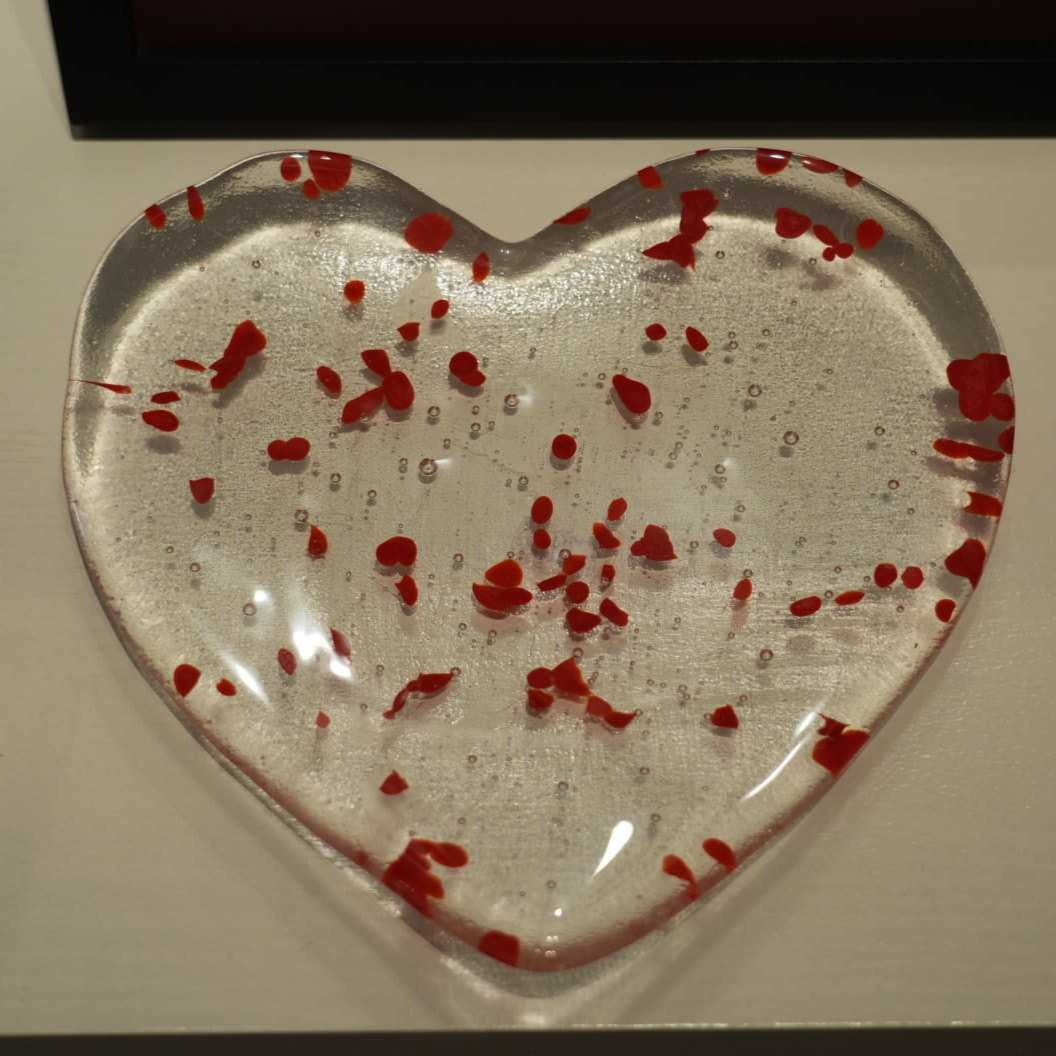 Glass Heart - Red Confetti