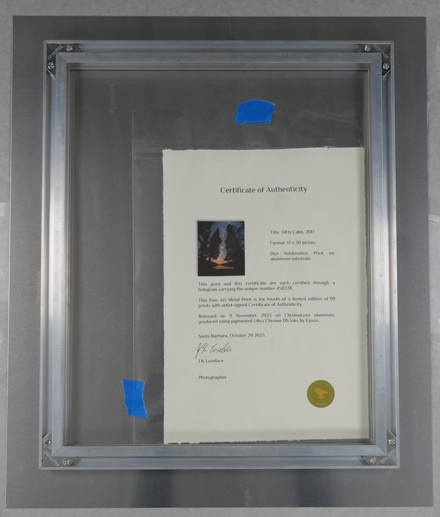 "All is Calm" - Limited Edition ChromaLuxe® Metal Wall Art 17" x 20"