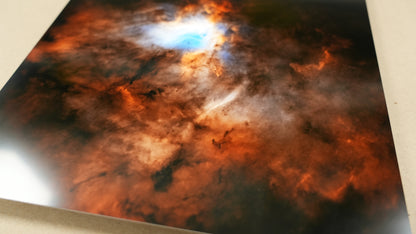 Close-up of a fiery, abstract pattern with orange and red hues.