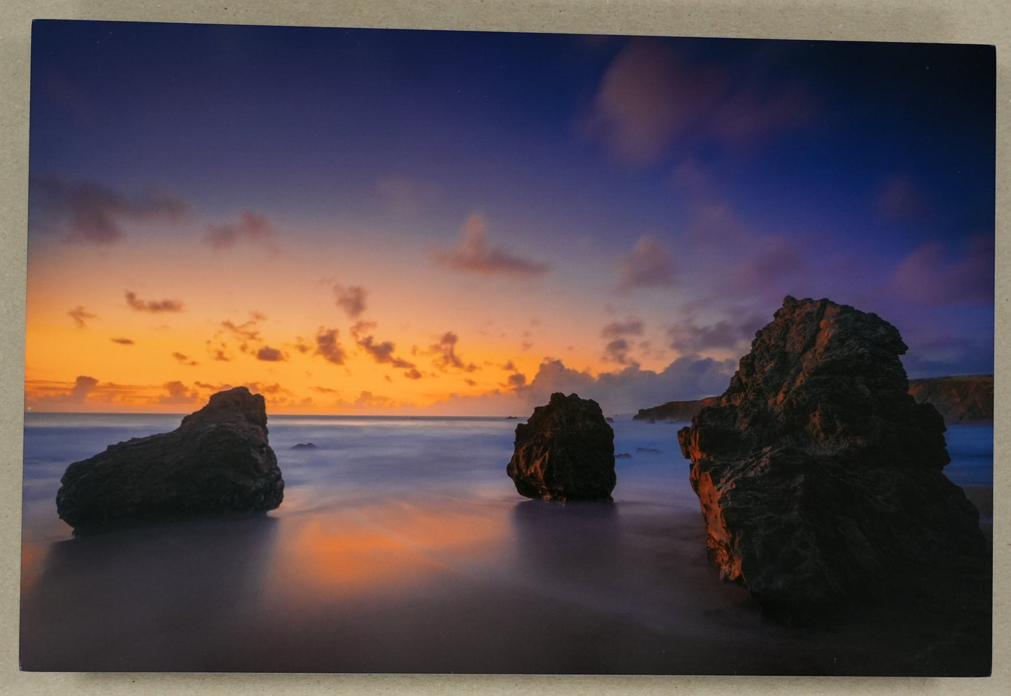 "Three Pebbles" - Limited Edition ChromaLuxe® Metal Wall Art 12" x 8"