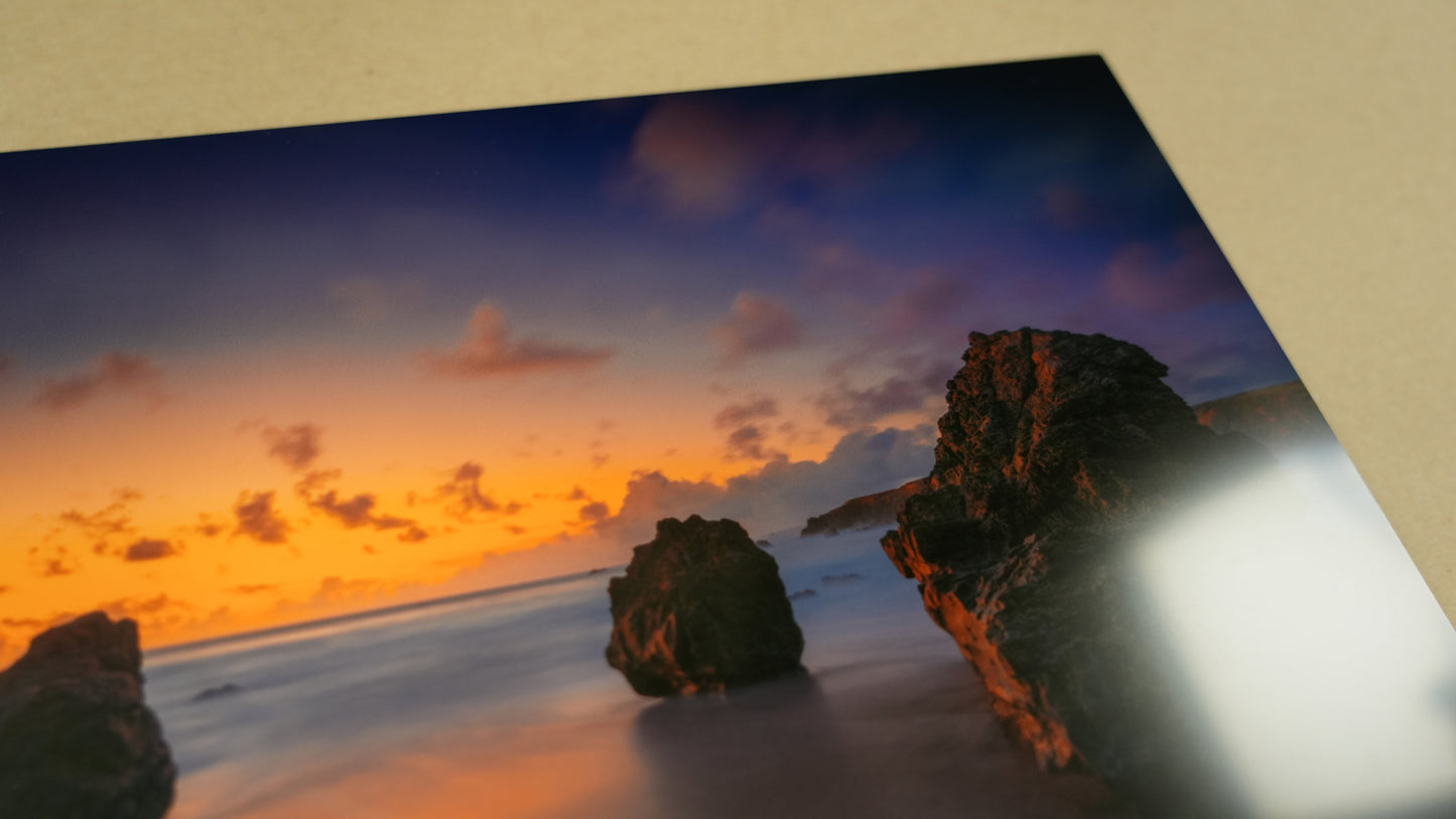 "Three Pebbles" - Limited Edition ChromaLuxe® Metal Wall Art 12" x 8"