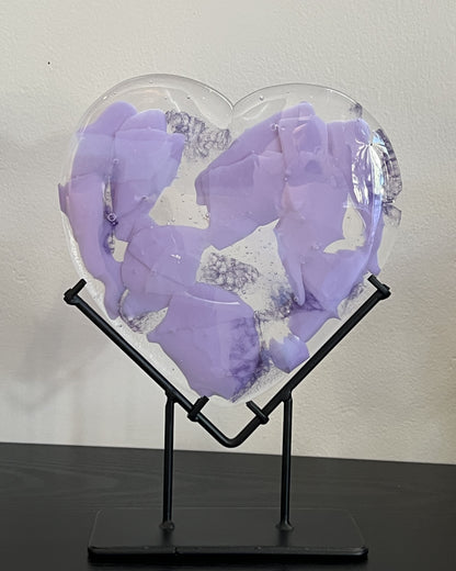 Glass Heart - Lavender Confetti