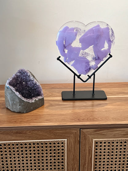 Glass Heart - Lavender Confetti