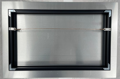 Metallic frame with a reflective surface on a white background