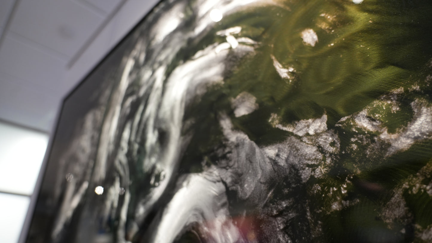 "Beneath the Garden of Earthly Delights" 44" x 44" Hand-Ground Steel - Shadow Box Frame