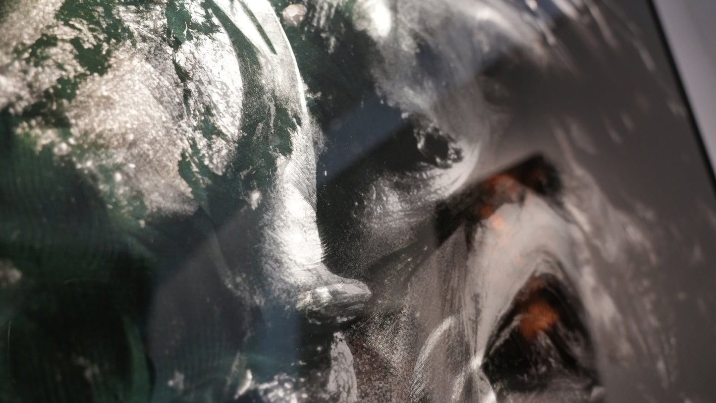 "Beneath the Garden of Earthly Delights" 44" x 44" Hand-Ground Steel - Shadow Box Frame