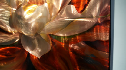 Close-up of a decorative flower with ribbons on a blurred background