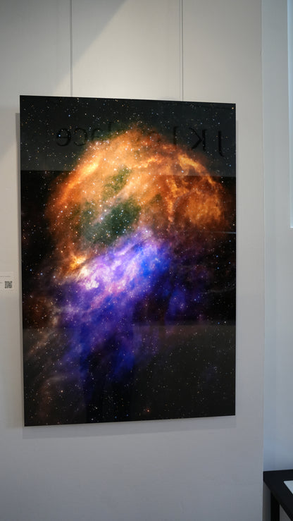 Colorful nebula painting on a white wall