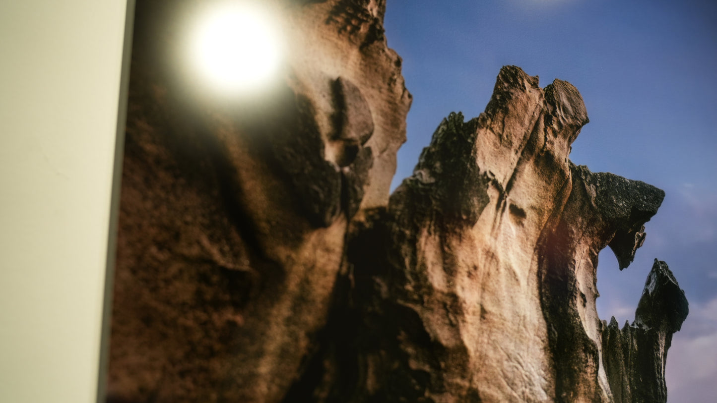 Close-up of a textured surface with a bright light source